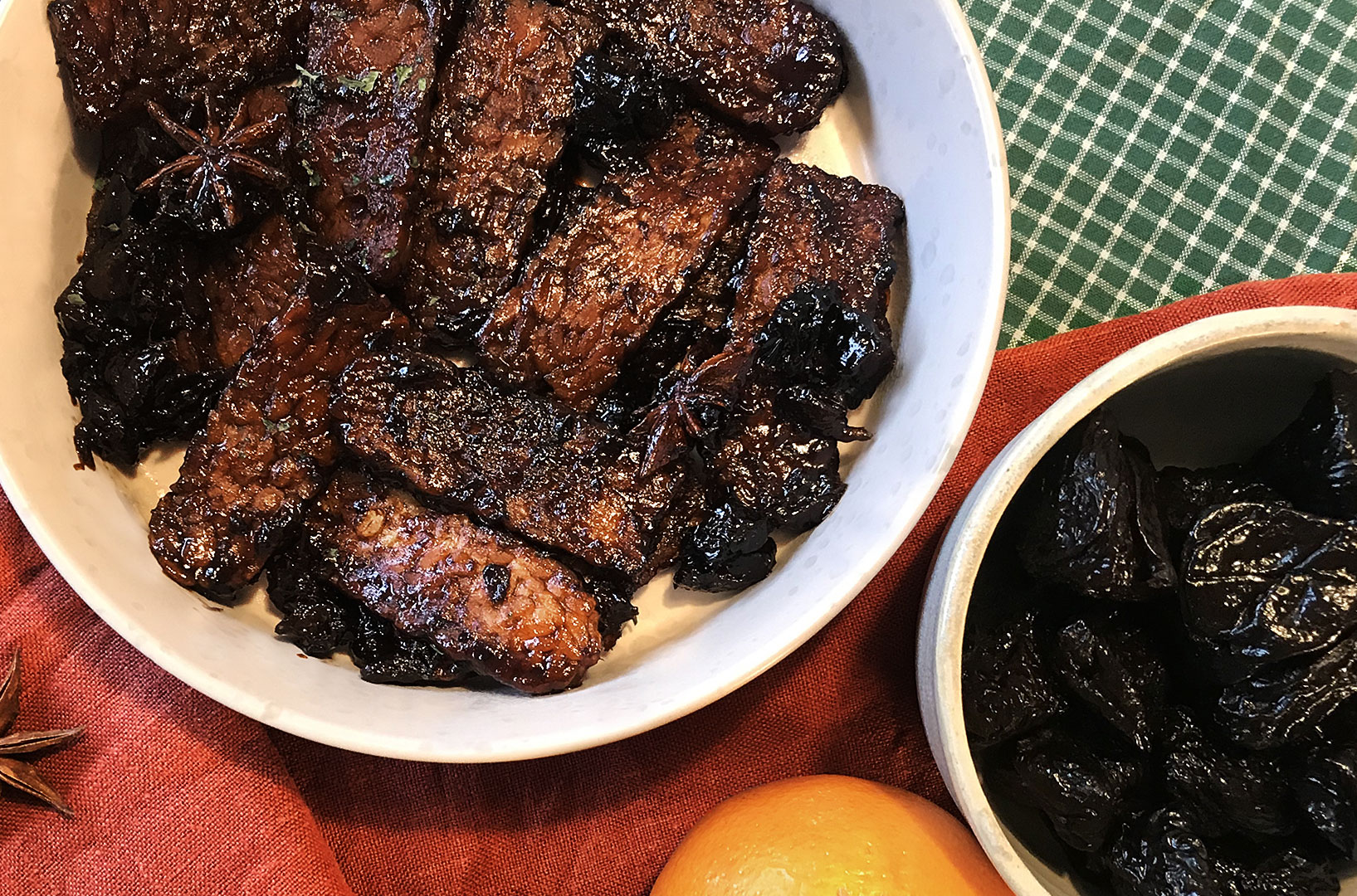 Veganska ribs på lupintempeh